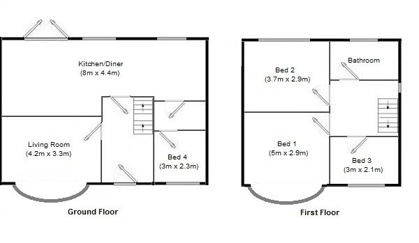 4 bedroom semi-detached house Sale Agreed in Manchester - Floorplan 1.
