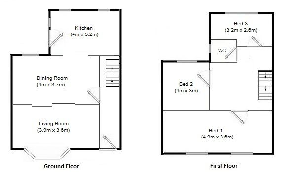 3 bedroom mid terraced house SSTC in Stockport - Floorplan 1.