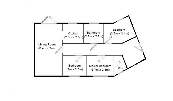 3 bedroom apartment flat/apartment SSTC in Manchester - Floorplan 1.