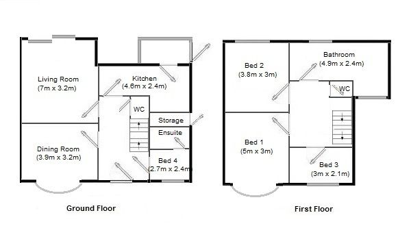 3 bedroom semi-detached house Sale Agreed in Manchester - Floorplan 1.