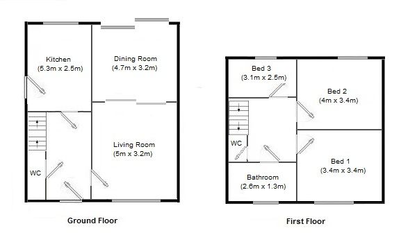3 bedroom semi-detached house Sale Agreed in Manchester - Floorplan 1.