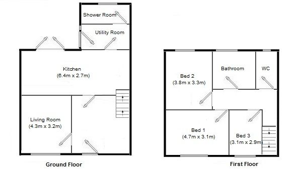 3 bedroom mid terraced house For Sale in Manchester - Floorplan 1.