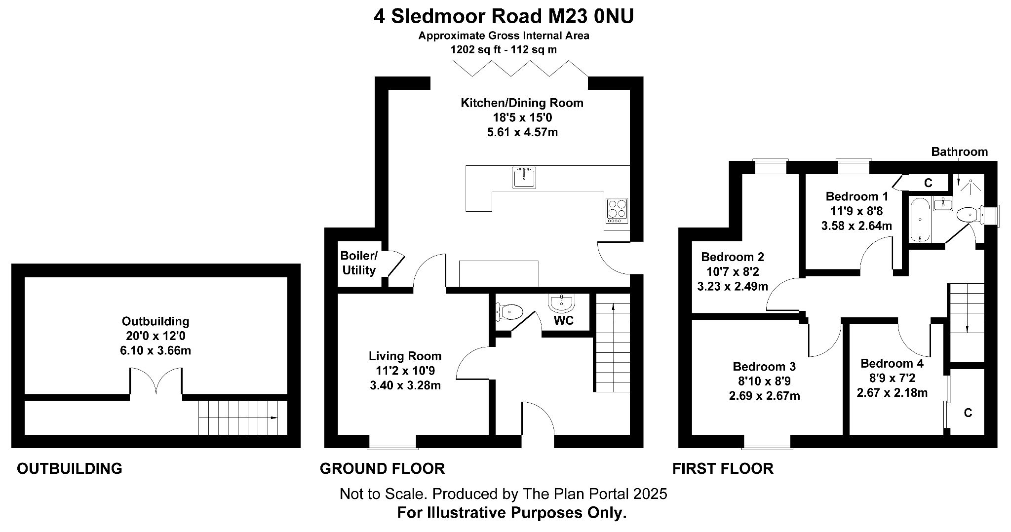 4 bedroom end terraced house For Sale in Manchester - Floorplan 1.