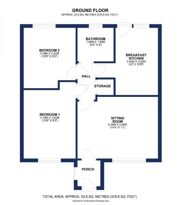 2 bedroom semi-detached bungalow SSTC in Manchester - Floorplan 1.