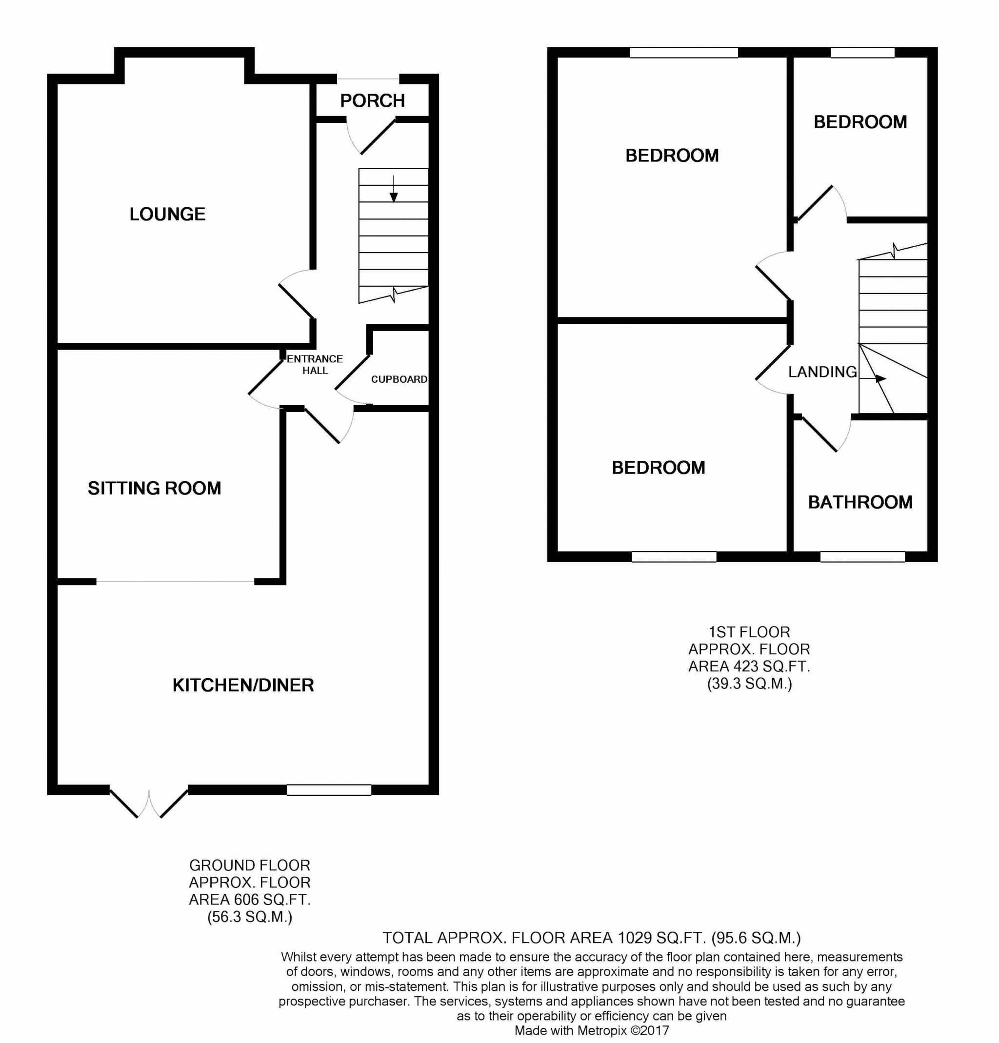 3 bedroom mid terraced house SSTC in Ipswich - Floorplan 1
