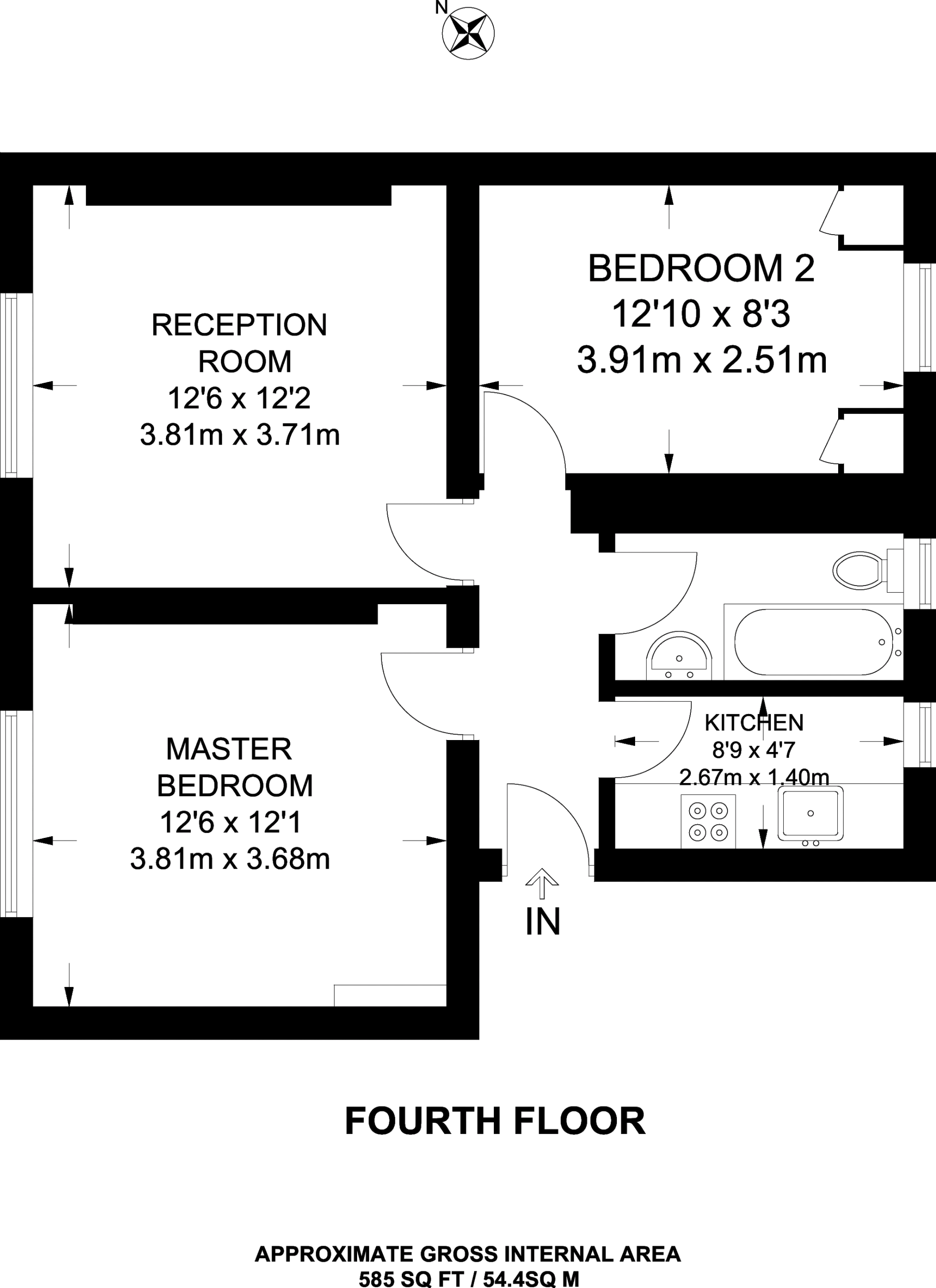 2 bedroom apartment flat/apartment Under Offer in London - Floorplan 2
