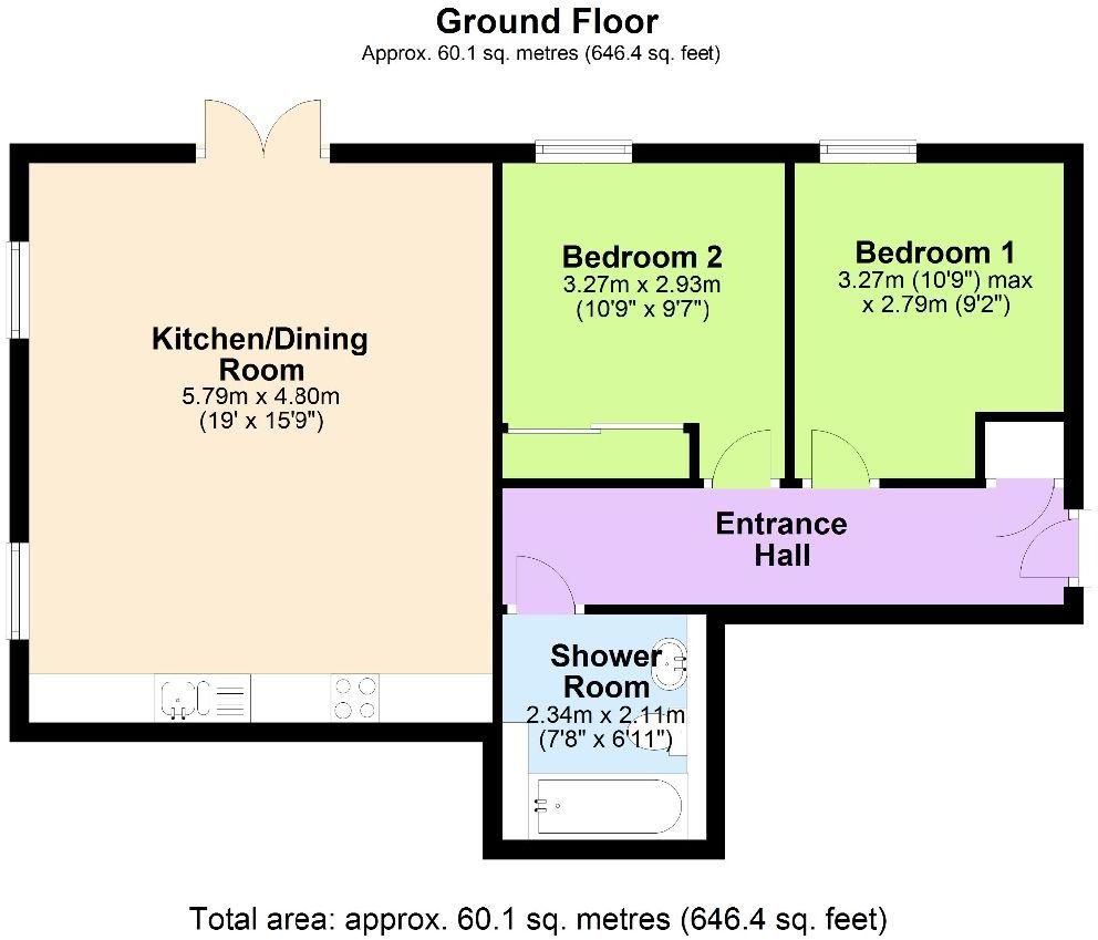 2 bedroom apartment flat/apartment To Let in Solihull - Floorplan 1.