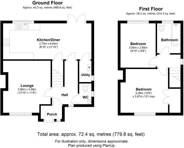 2 bedroom end terraced house For Sale in Solihull - Floorplan 1.