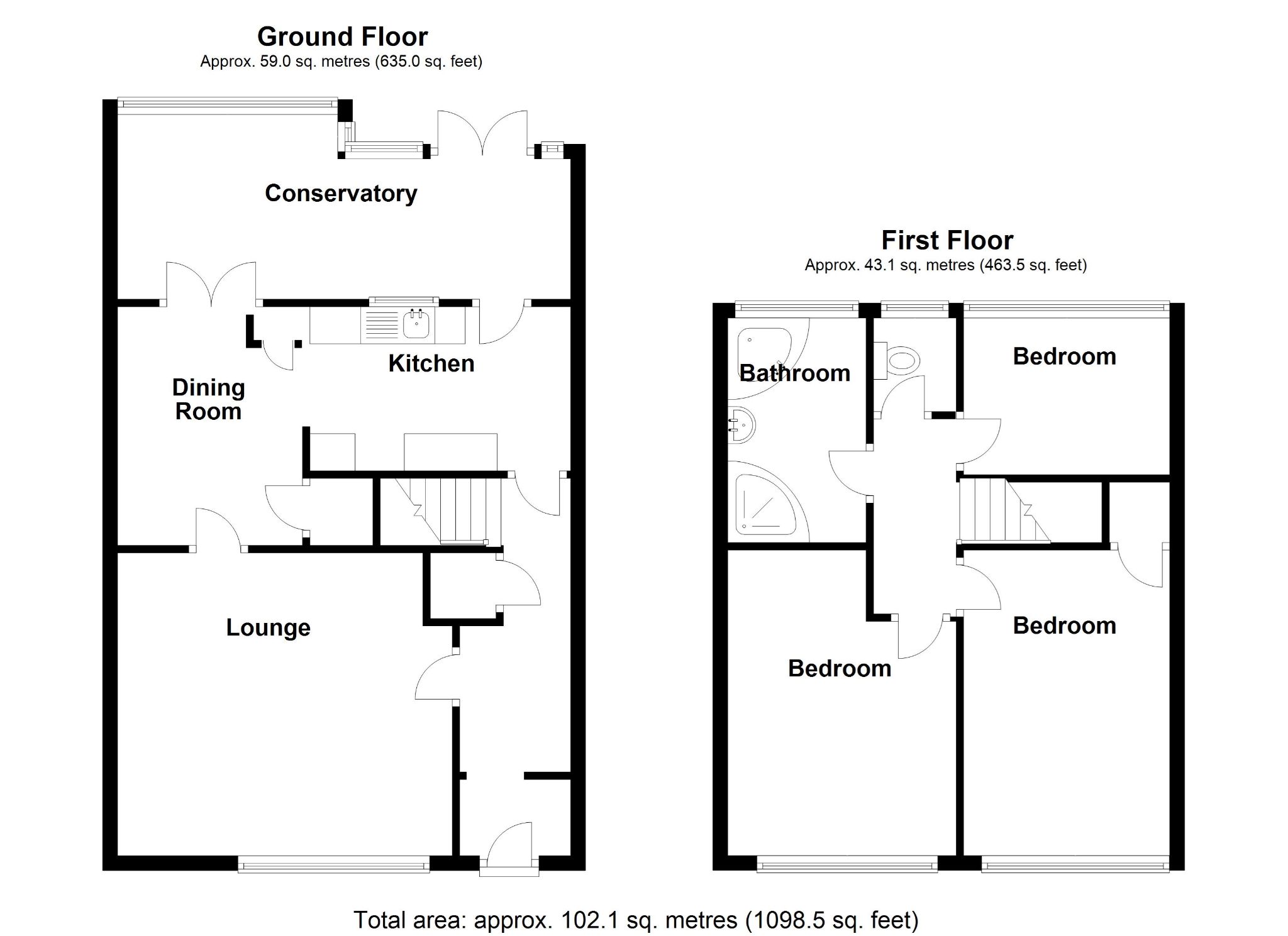 3 bedroom mid terraced house For Sale in Solihull - Floorplan 1.