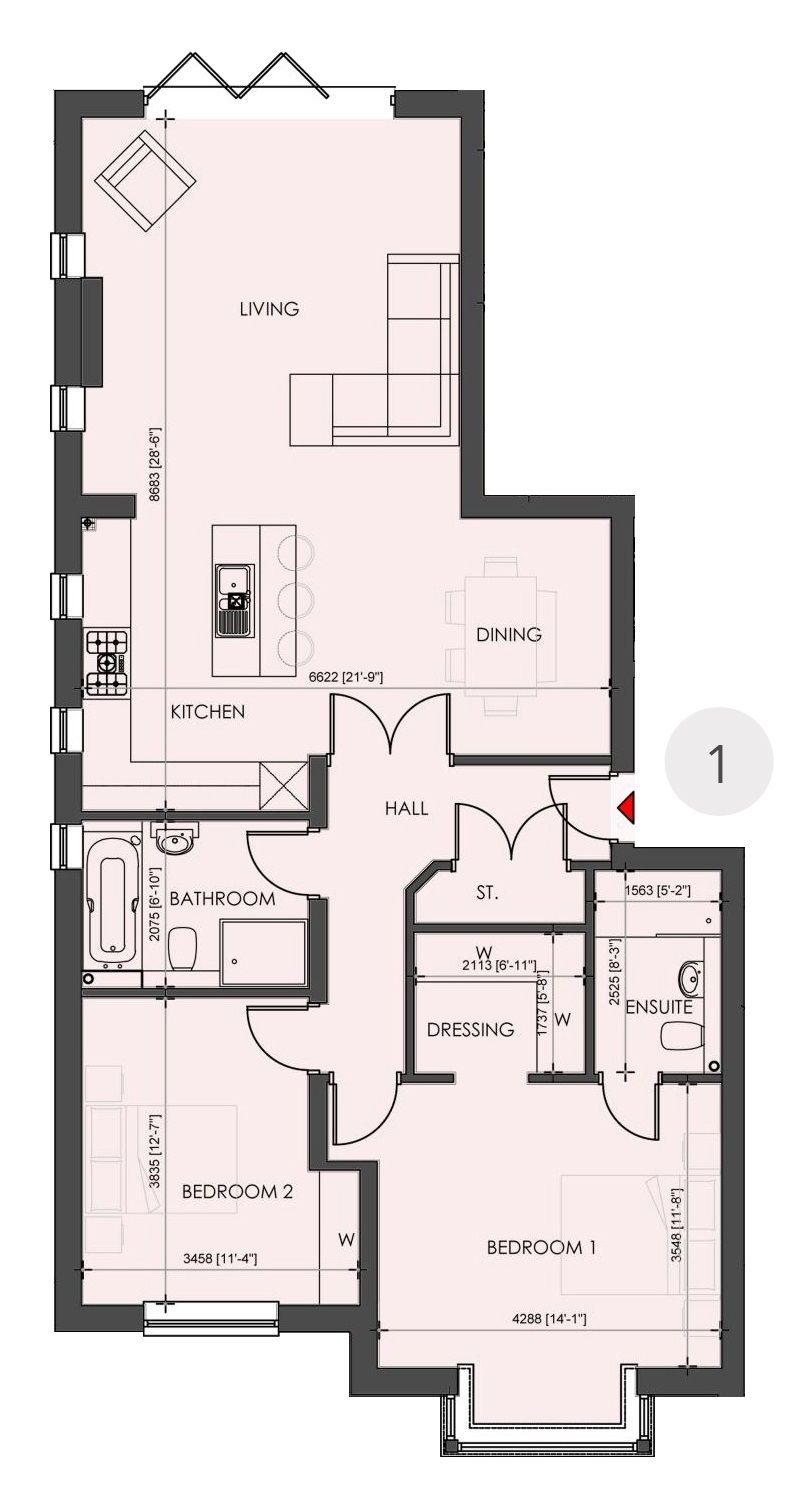 2 bedroom apartment flat/apartment SSTC in Solihull - Floorplan 1.