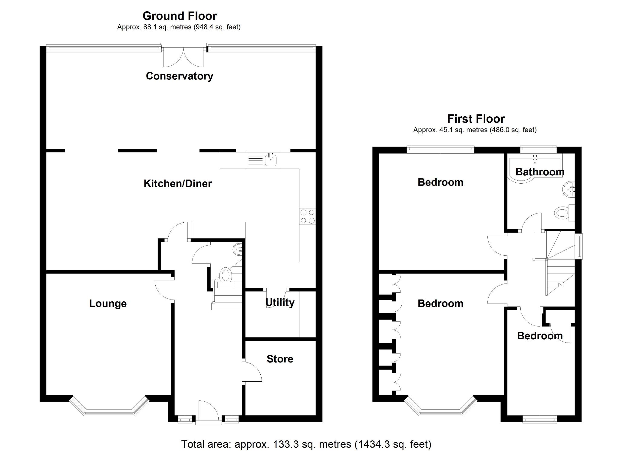 3 bedroom semi-detached house For Sale in Solihull - Floorplan 1.
