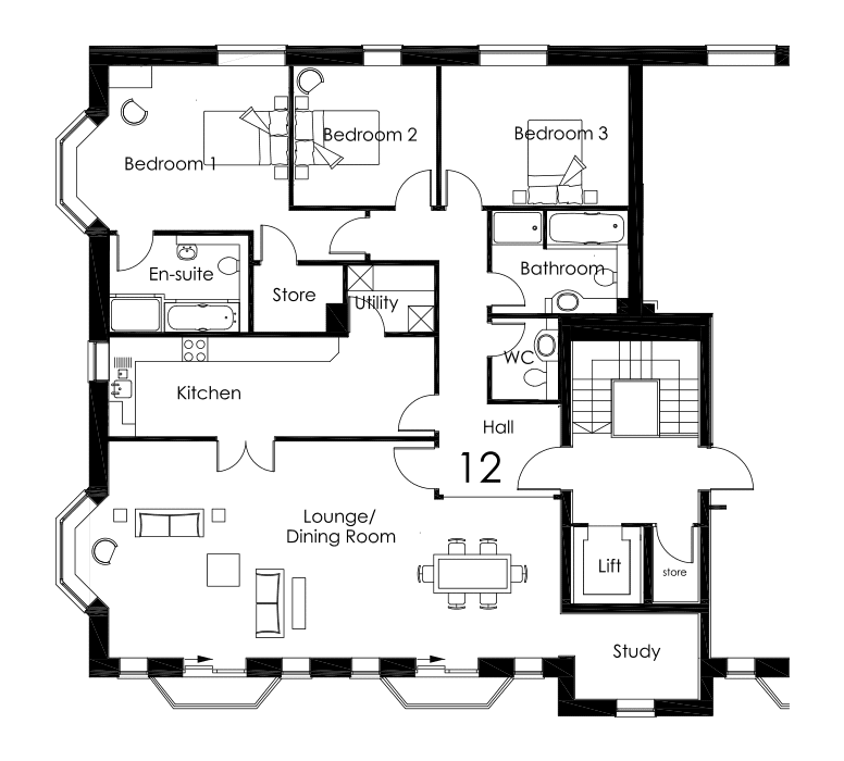 3 bedroom apartment flat/apartment To Let in Onchan - Floorplan 1