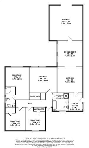 3 bedroom detached bungalow For Sale in Colby - Floorplan 1