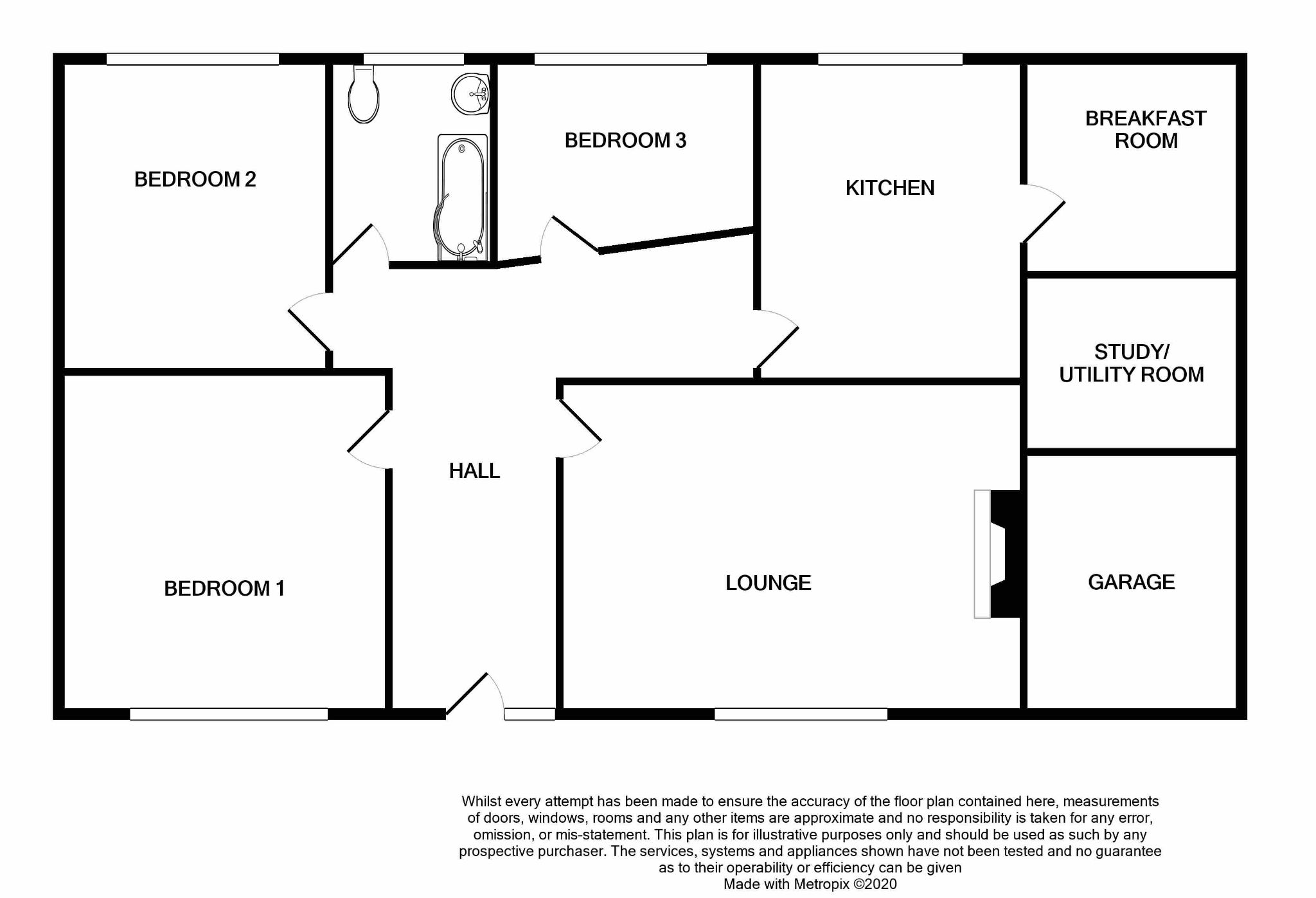 3 bedroom detached bungalow For Sale in Ballasalla - Floorplan 1