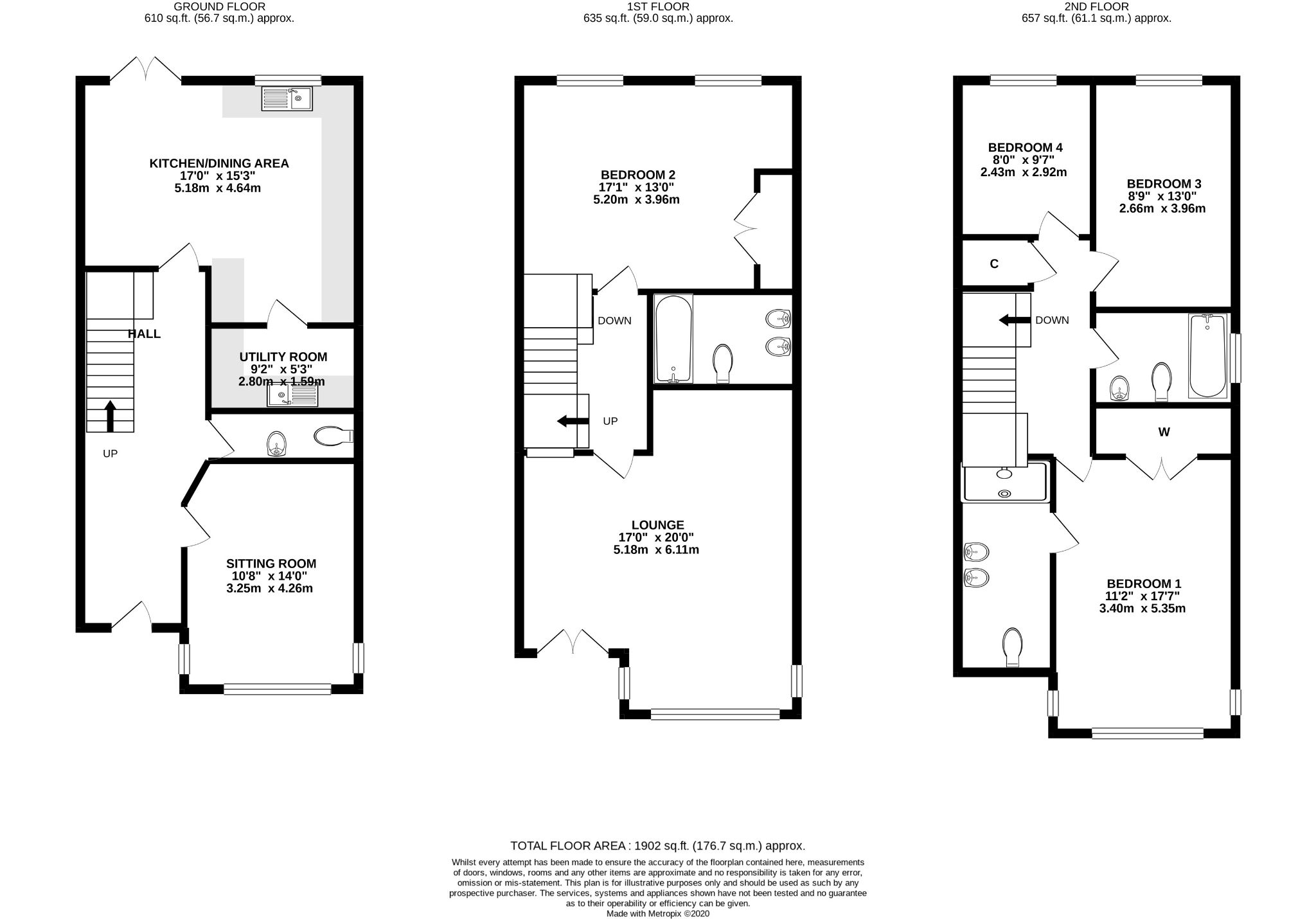 4 bedroom end terraced house For Sale in Douglas - Floorplan 1