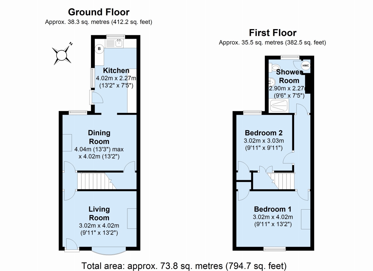 2 bedroom end terraced house For Sale in Dartford - Floorplan 1