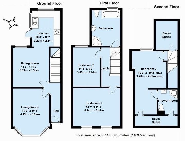 3 bedroom mid terraced house To Let in Sevenoaks - Floorplan 1