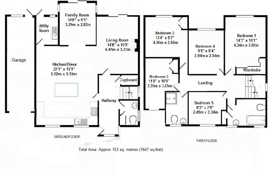 5 bedroom detached house Sale Agreed in Tonbridge - Floorplan 1