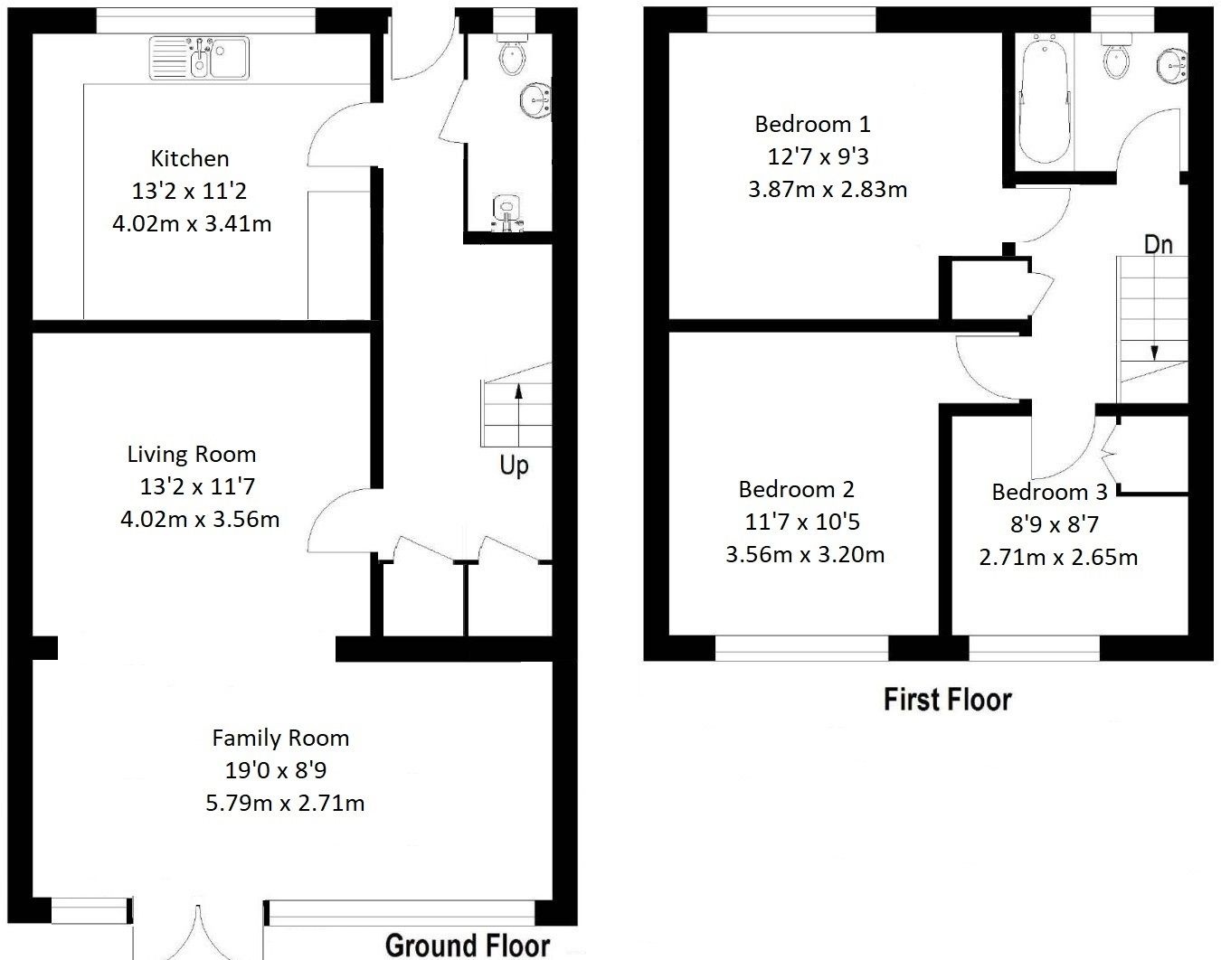 3 bedroom mid terraced house For Sale in Sevenoaks - Floorplan 1
