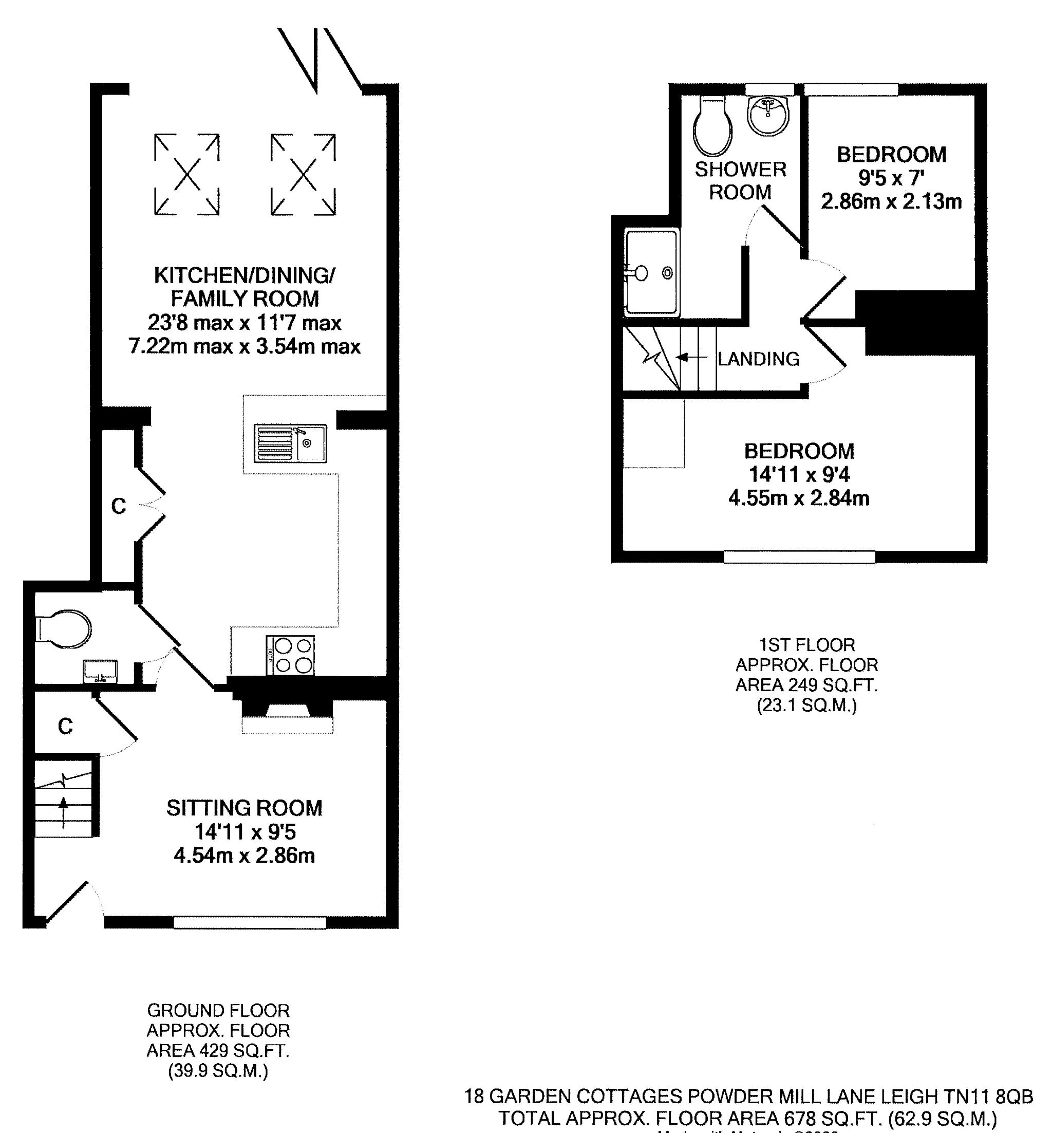 2 bedroom end terraced house Sale Agreed in Tonbridge - Floorplan 1