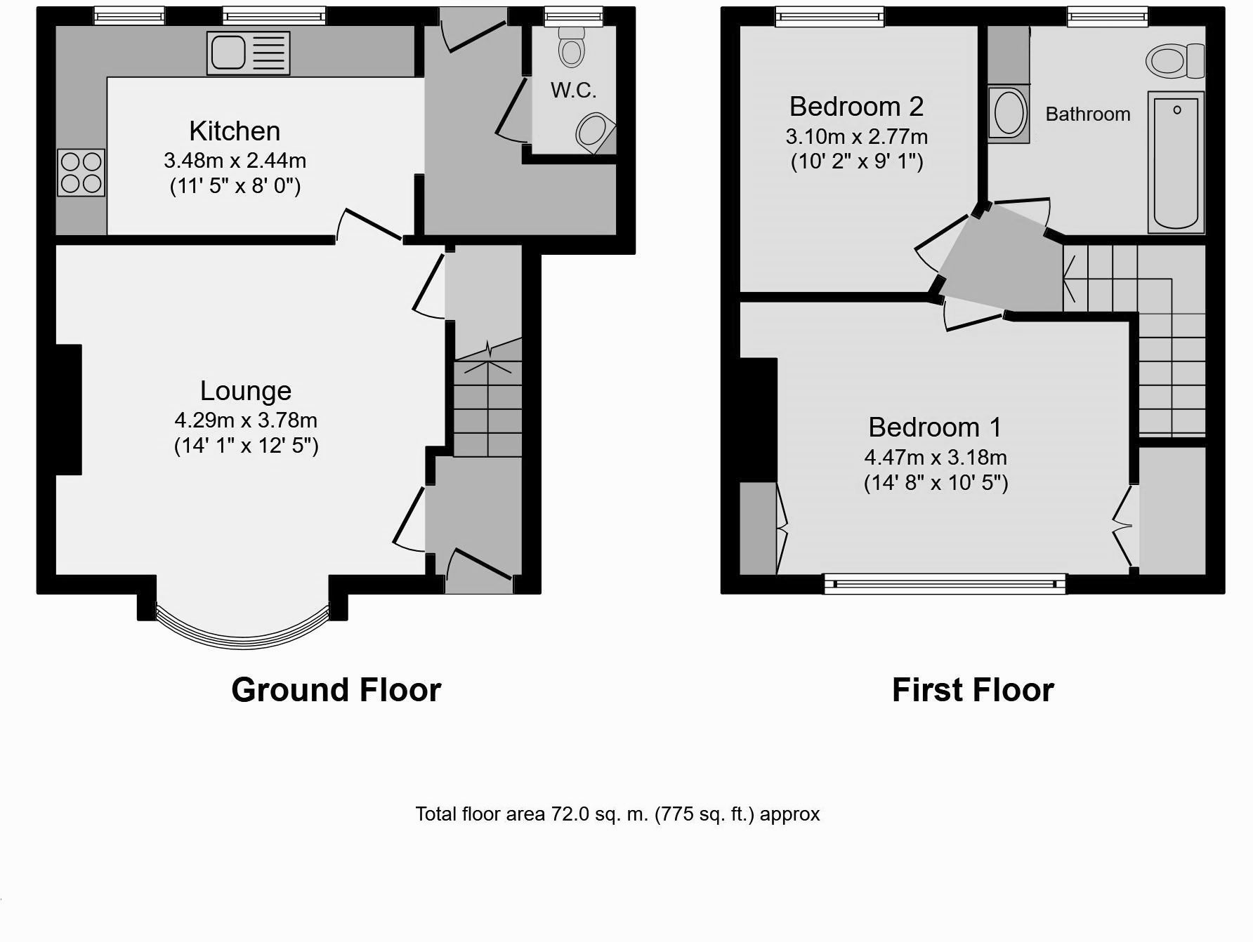 2 bedroom mid terraced house Sale Agreed in Sevenoaks - Floorplan 1