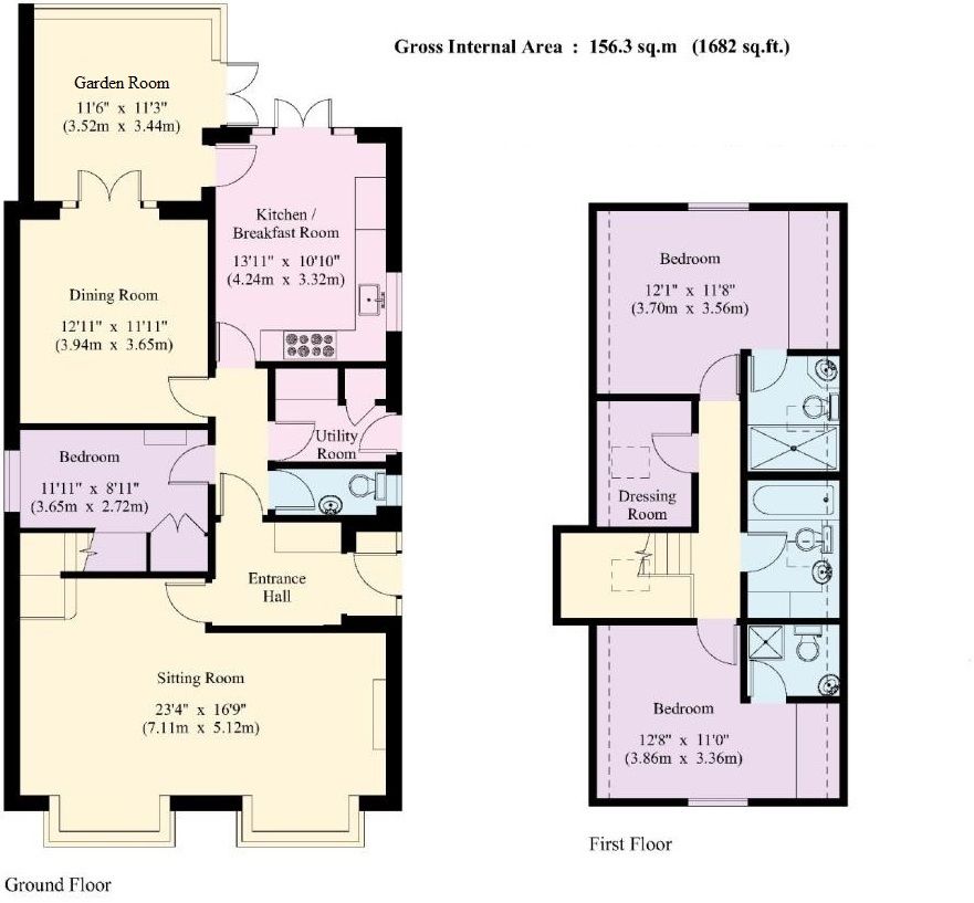 3 bedroom detached house Sold in Sevenoaks - Floorplan 1
