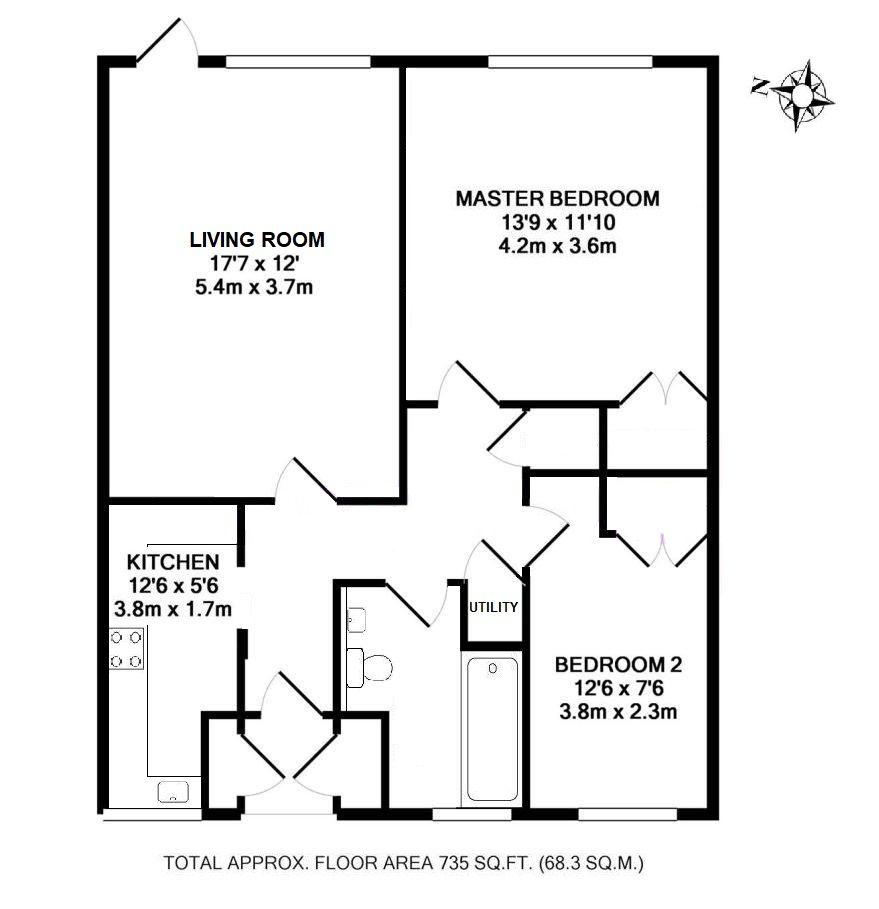 2 bedroom apartment For Sale in Sevenoaks - Floorplan 1