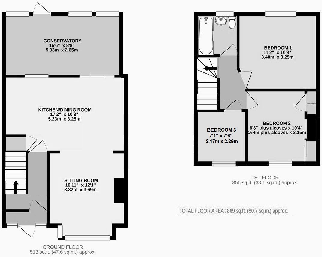 3 bedroom mid terraced house To Let in Sevenoaks - Floorplan 1