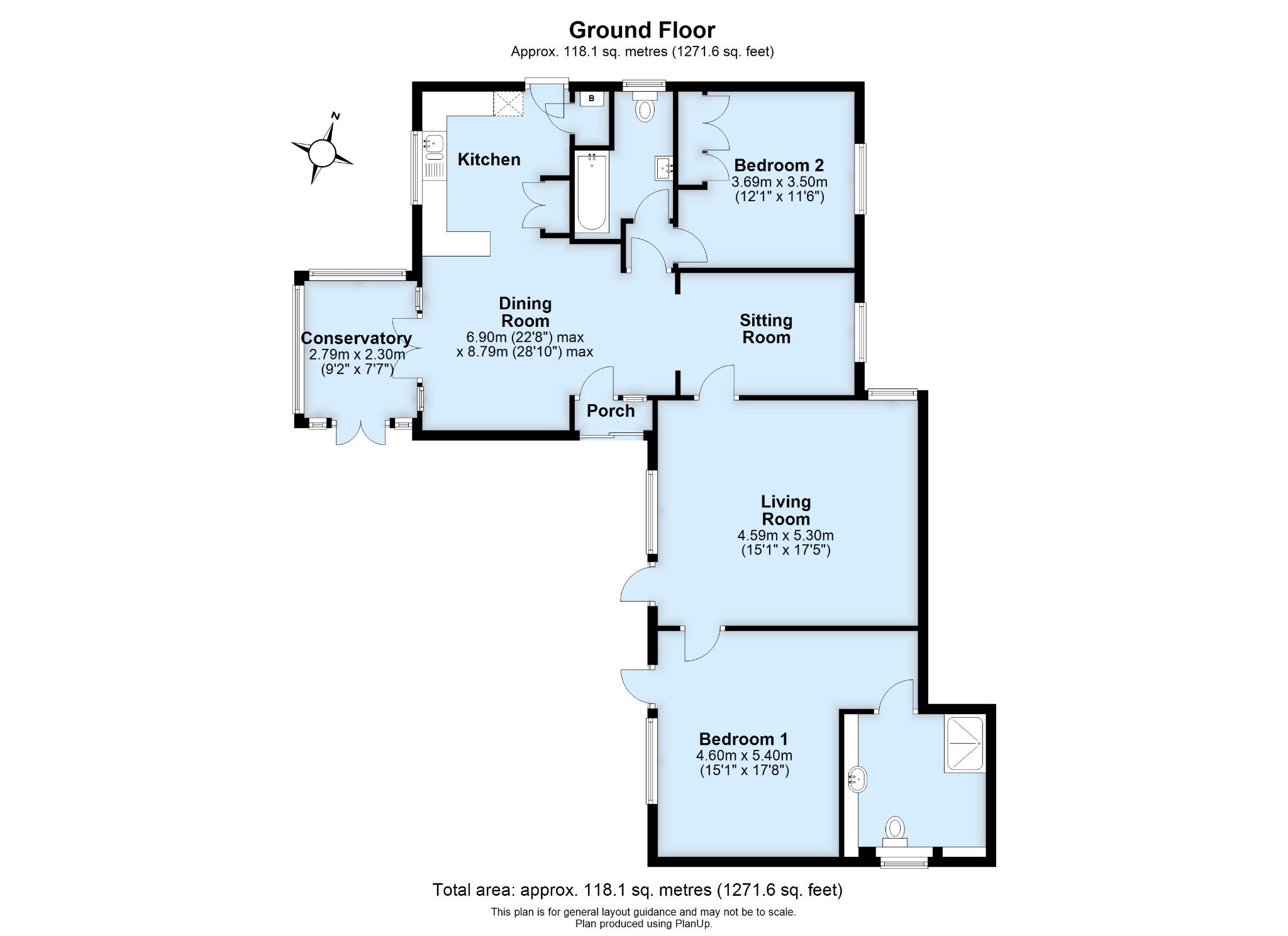 2 bedroom semi-detached bungalow For Sale in Westerham - Floorplan 1