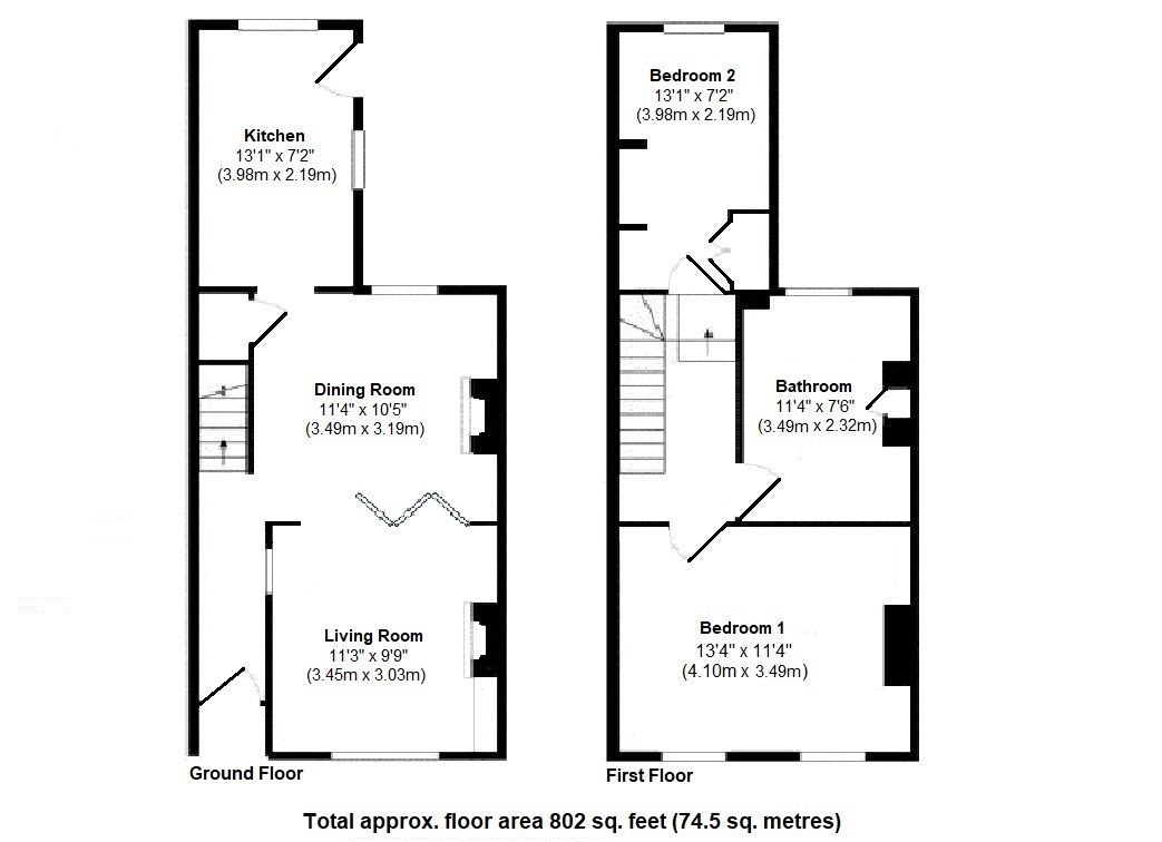 2 bedroom mid terraced house For Sale in Sevenoaks - Floorplan 1