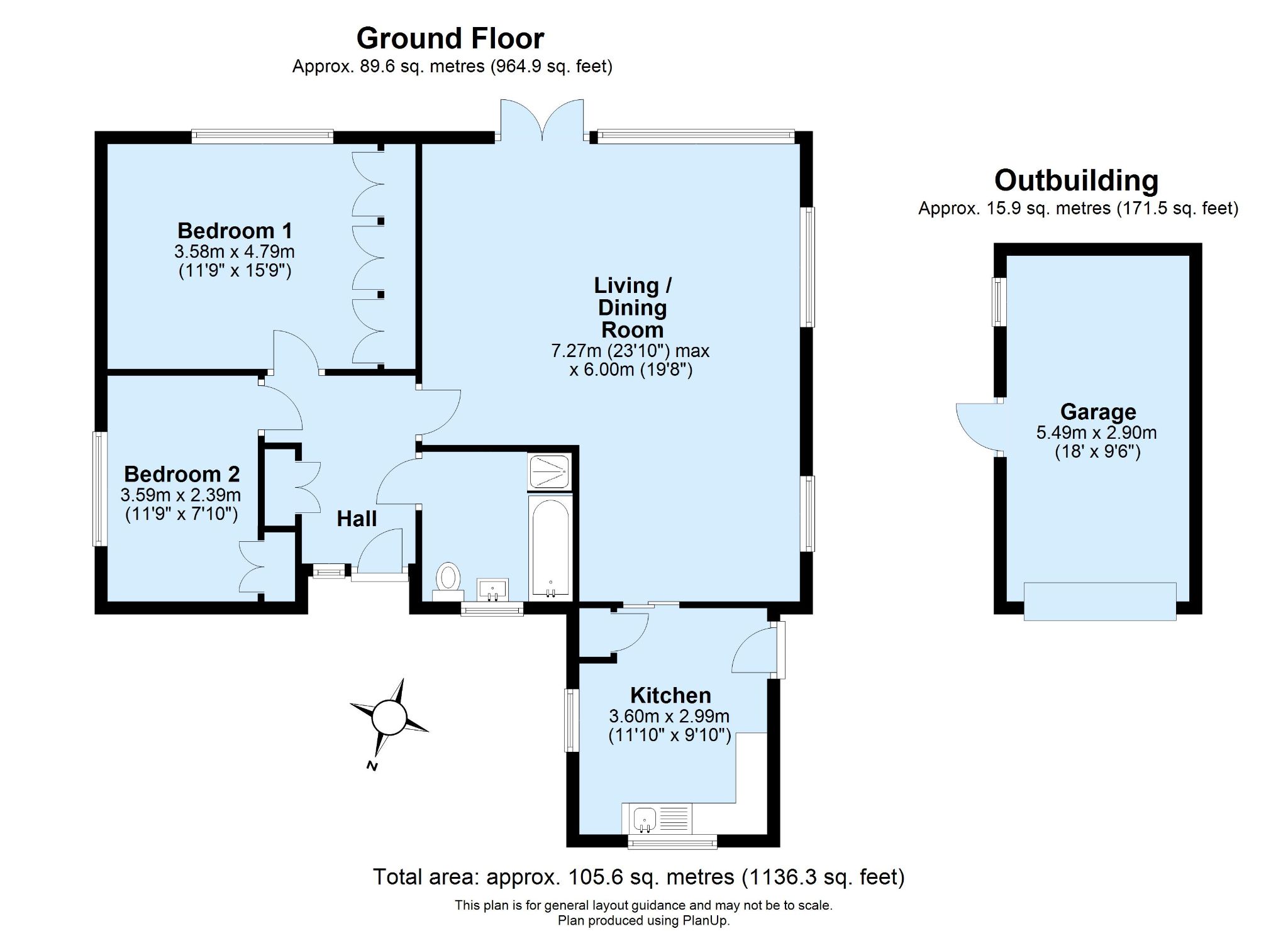 2 bedroom detached bungalow To Let in Sevenoaks - Floorplan 1
