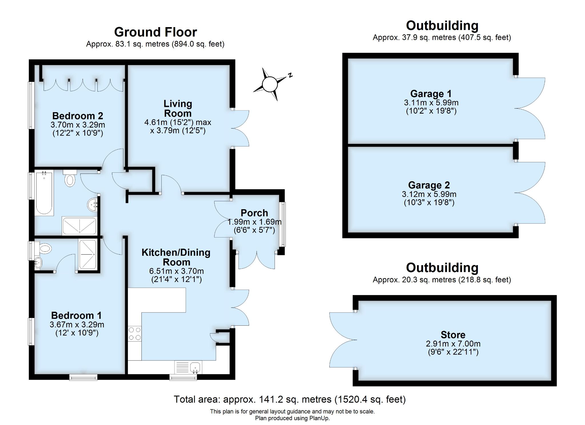 2 bedroom detached bungalow For Sale in Otford Hills - Floorplan 1