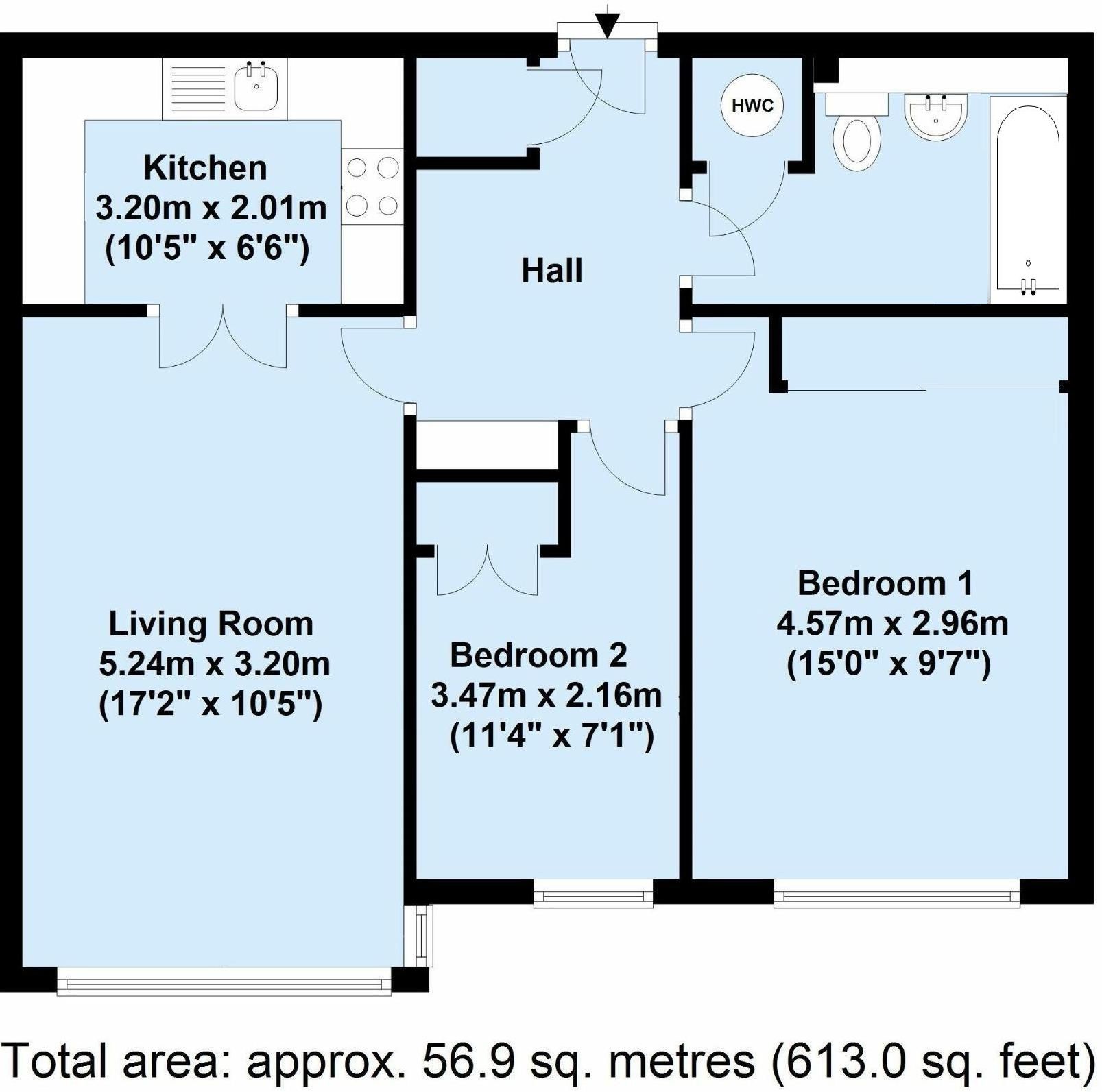 2 bedroom apartment For Sale in Sevenoaks - Floorplan 1
