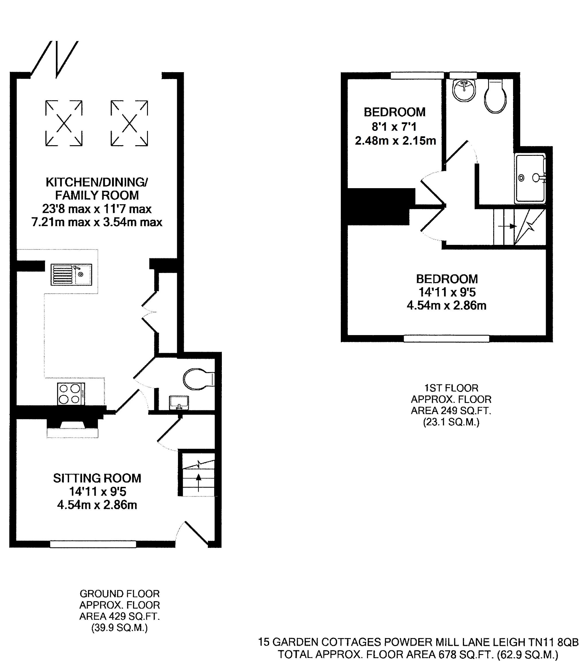 2 bedroom end terraced house For Sale in Tonbridge - Floorplan 1