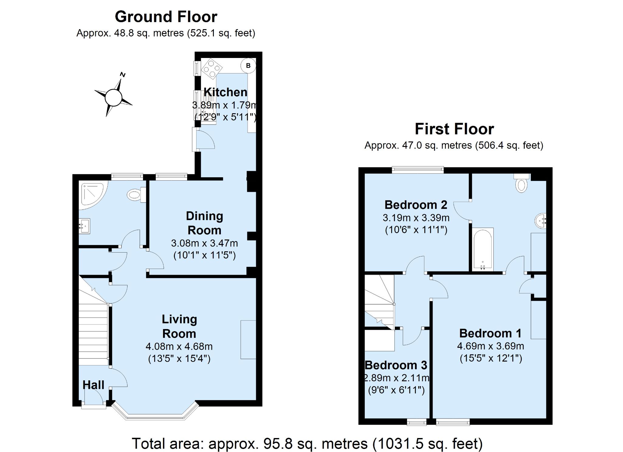 3 bedroom mid terraced house For Sale in Tonbridge - Floorplan 1