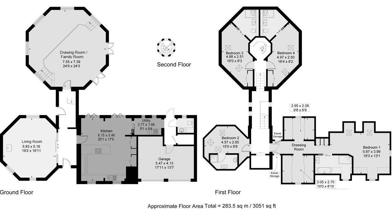 4 bedroom detached house For Sale in Leigh - Floorplan 1