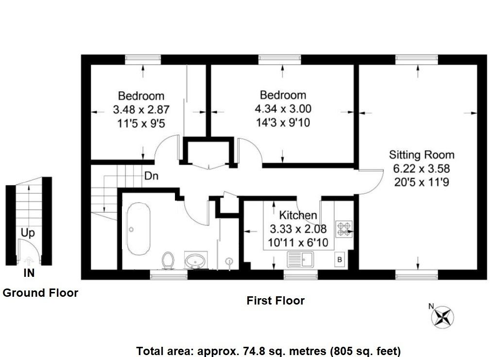 2 bedroom flat For Sale in Sevenoaks - Floorplan 1