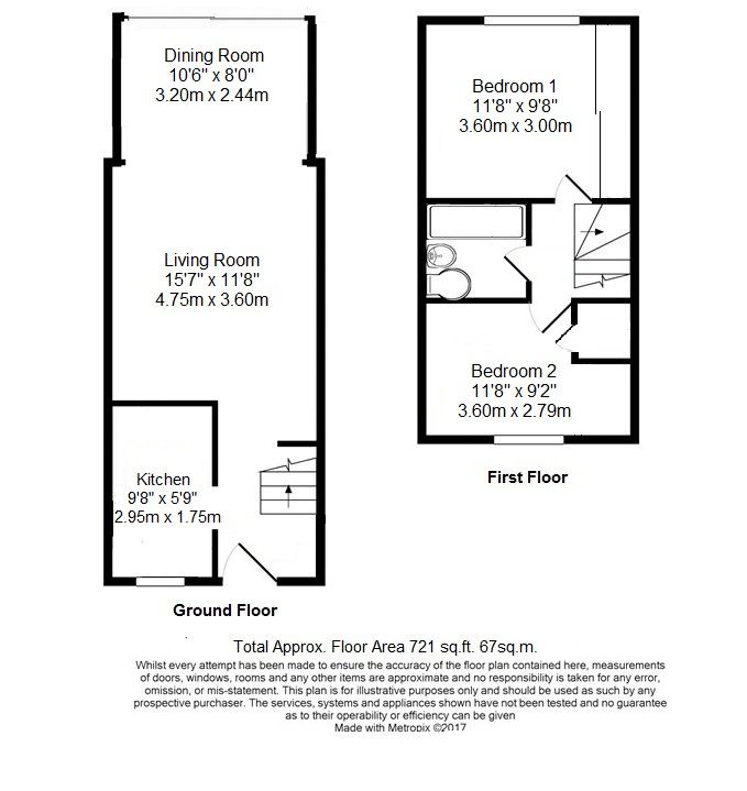 2 bedroom mid terraced house For Sale in Sevenoaks - Floorplan 1
