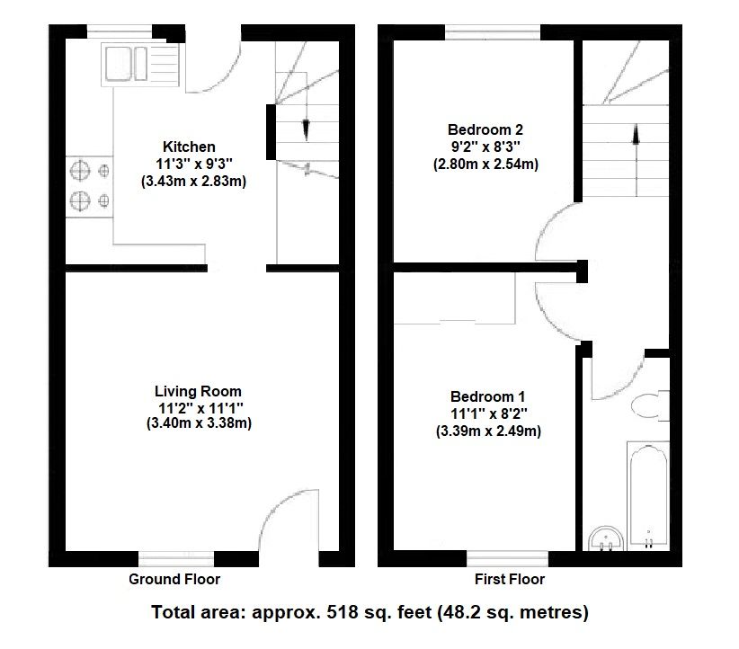 2 bedroom mid terraced house For Sale in Sevenoaks - Floorplan 1