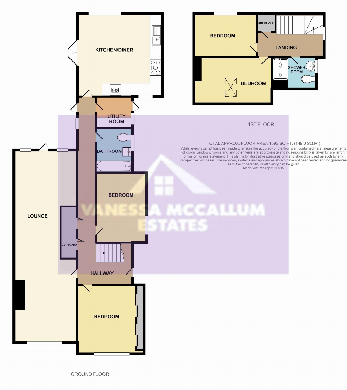 4 bedroom detached bungalow Let in Welham Green - Floorplan 1