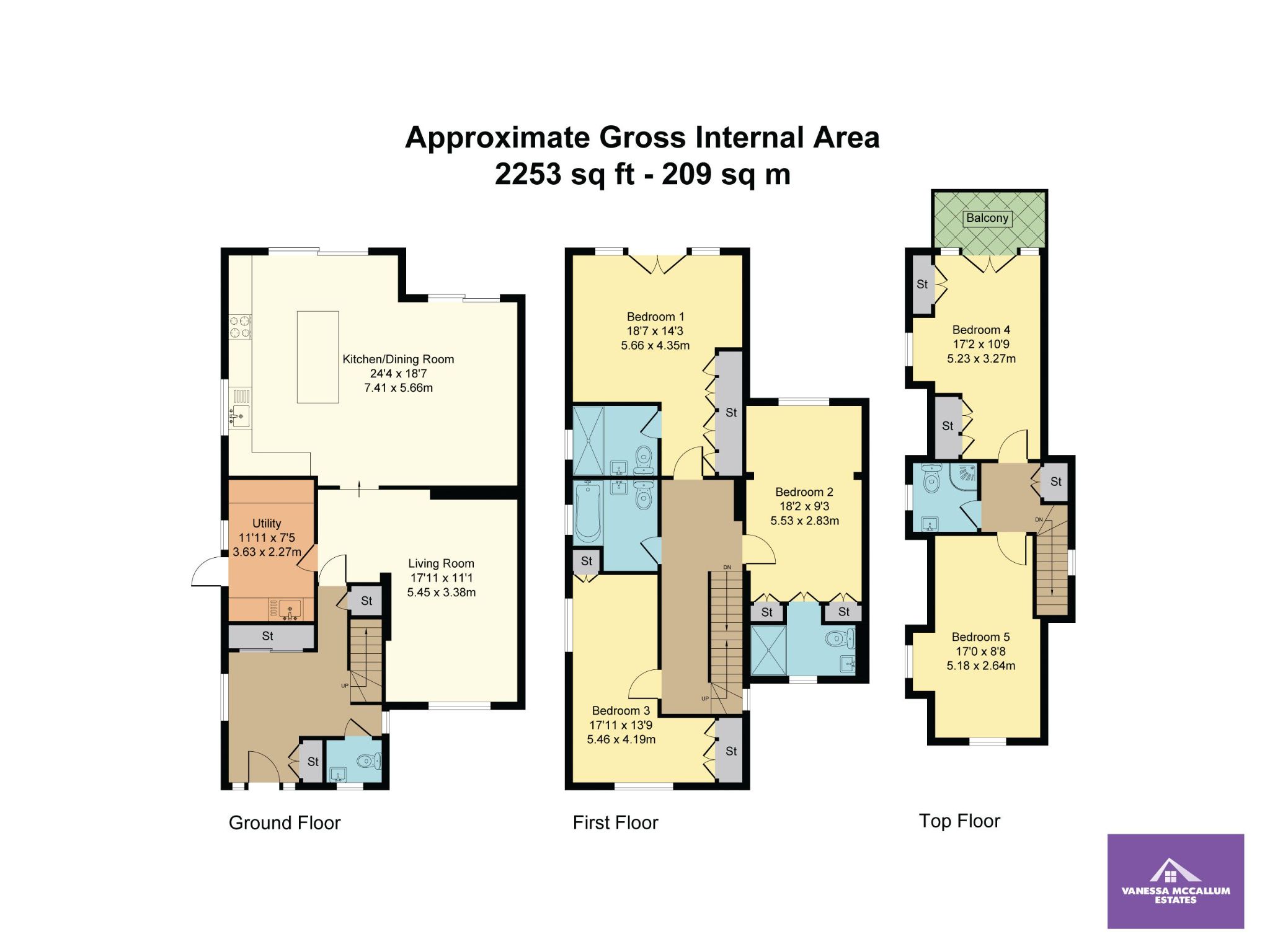 5 bedroom semi-detached house Sale Agreed in Brookmans Park - Floorplan 1
