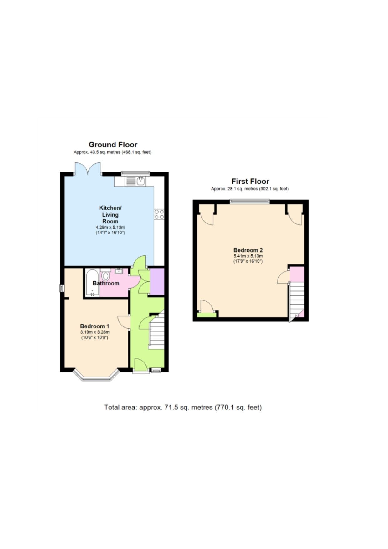 2 bedroom detached bungalow Let in Hatfield - Floorplan 1
