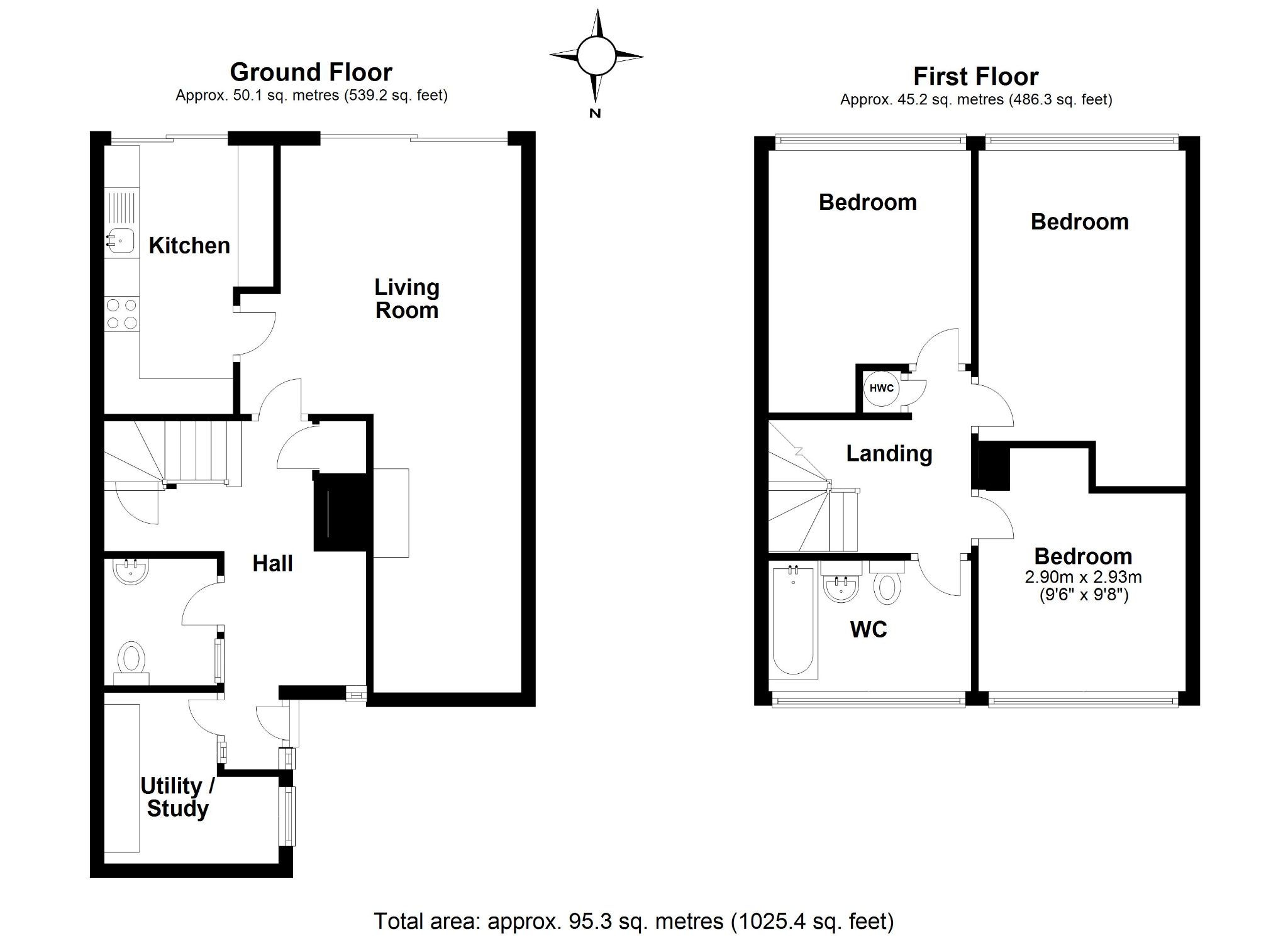 3 bedroom mid terraced house Sale Agreed in Welwyn Garden City - Floorplan 1