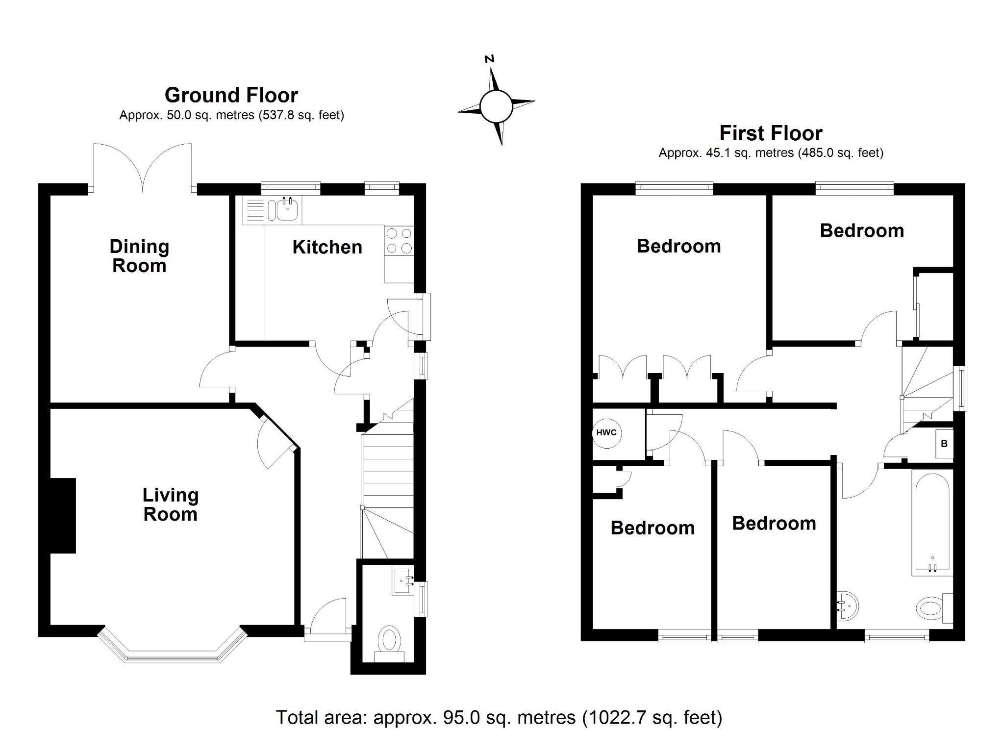 3 bedroom semi-detached house Sold in Potters Bar - Floorplan 1