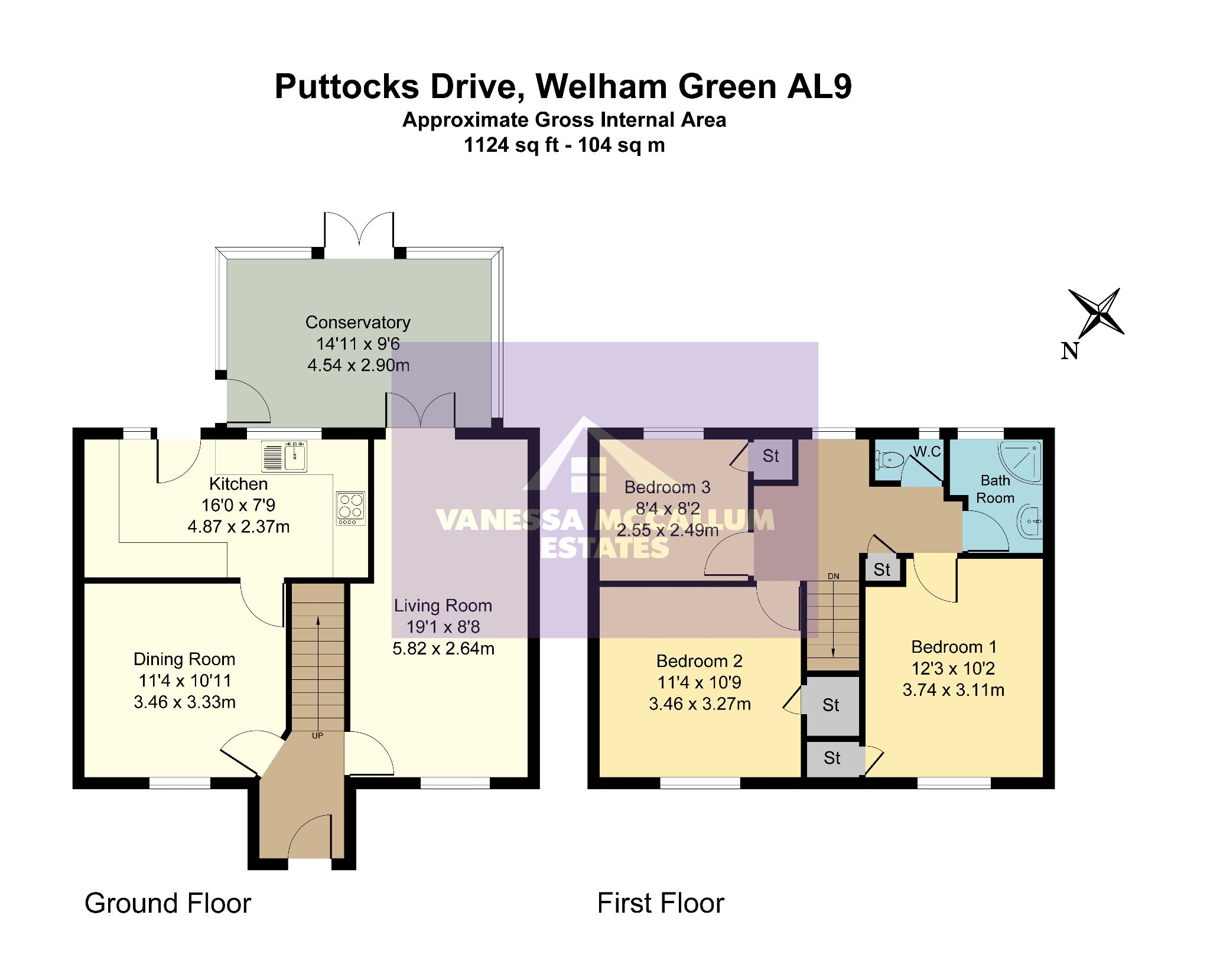 3 bedroom mid terraced house SSTC in Welham Green - Floorplan 1
