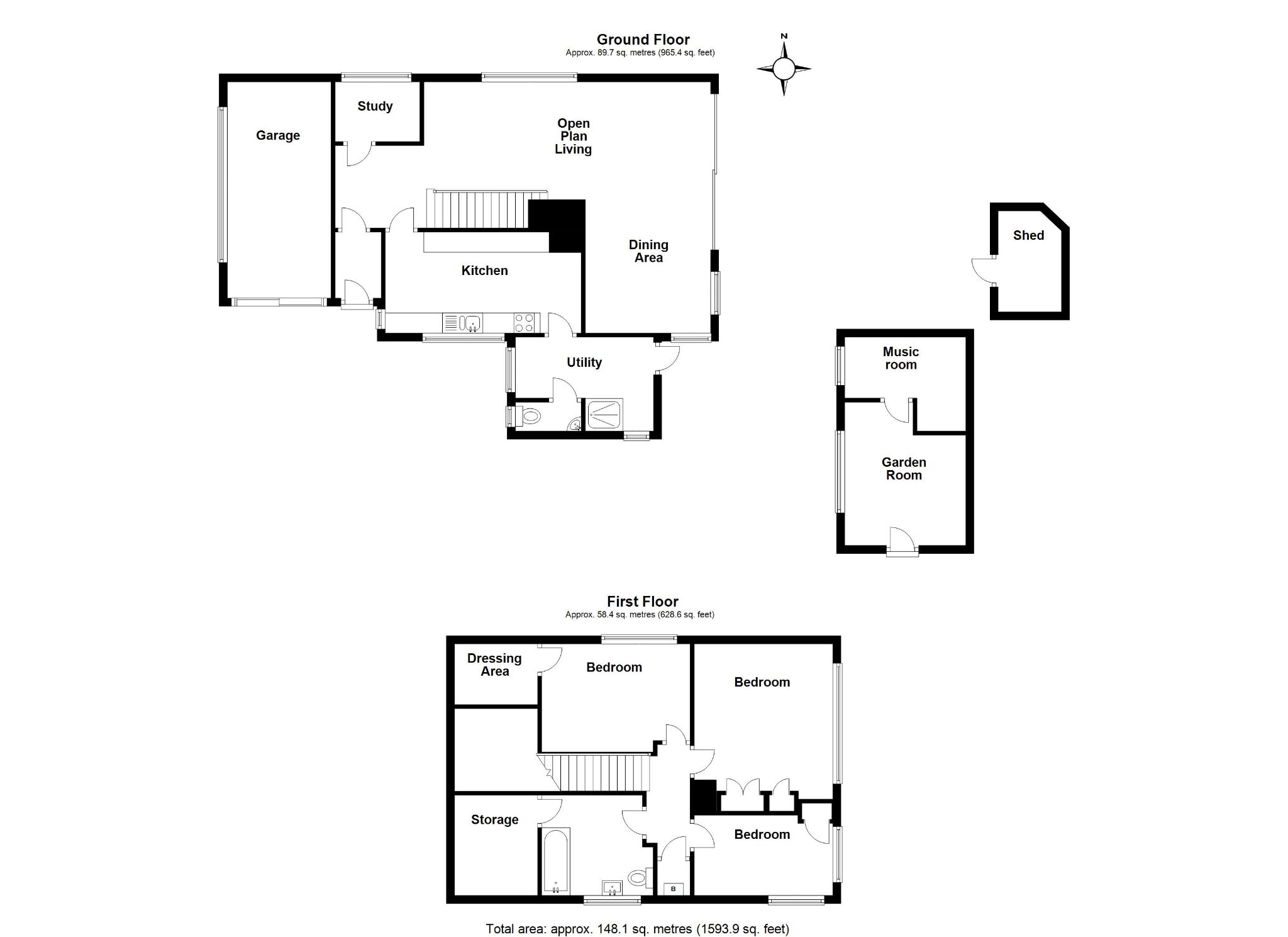 3 bedroom link detached house Sale Agreed in Stevenage - Floorplan 1