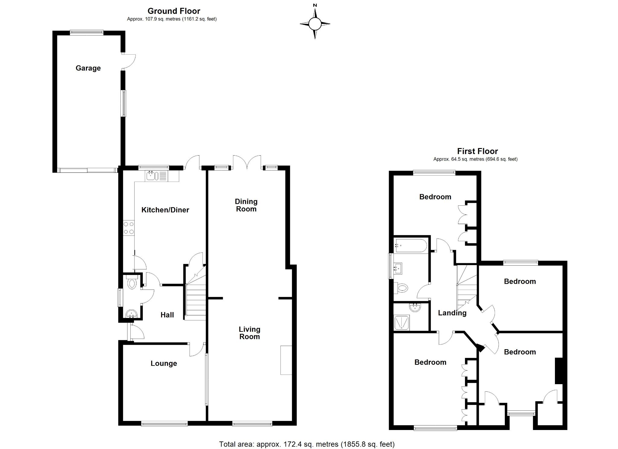 4 bedroom semi-detached house For Sale in Potters Bar - Floorplan 1