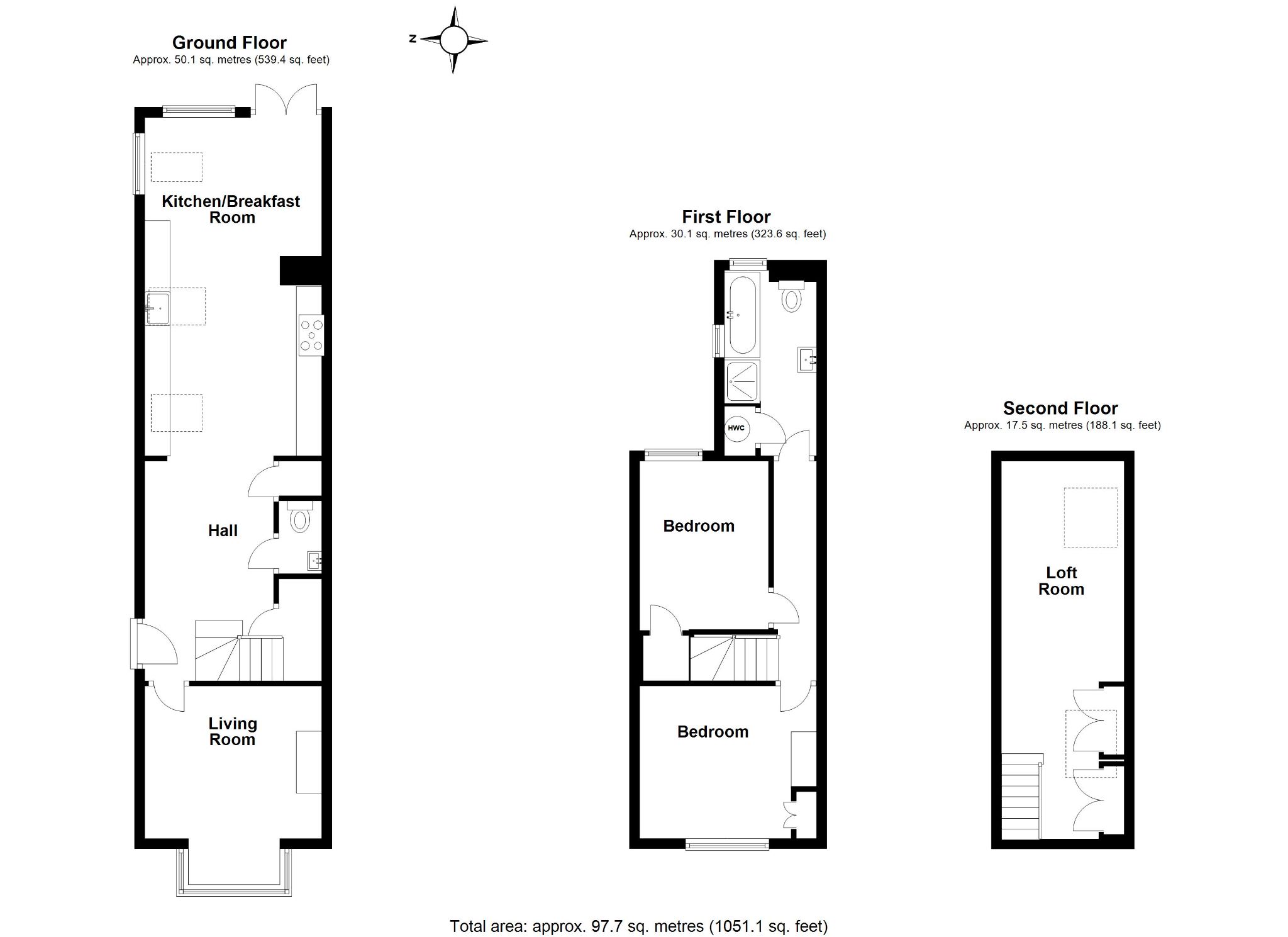 2 bedroom cottage house For Sale in Potters Bar - Floorplan