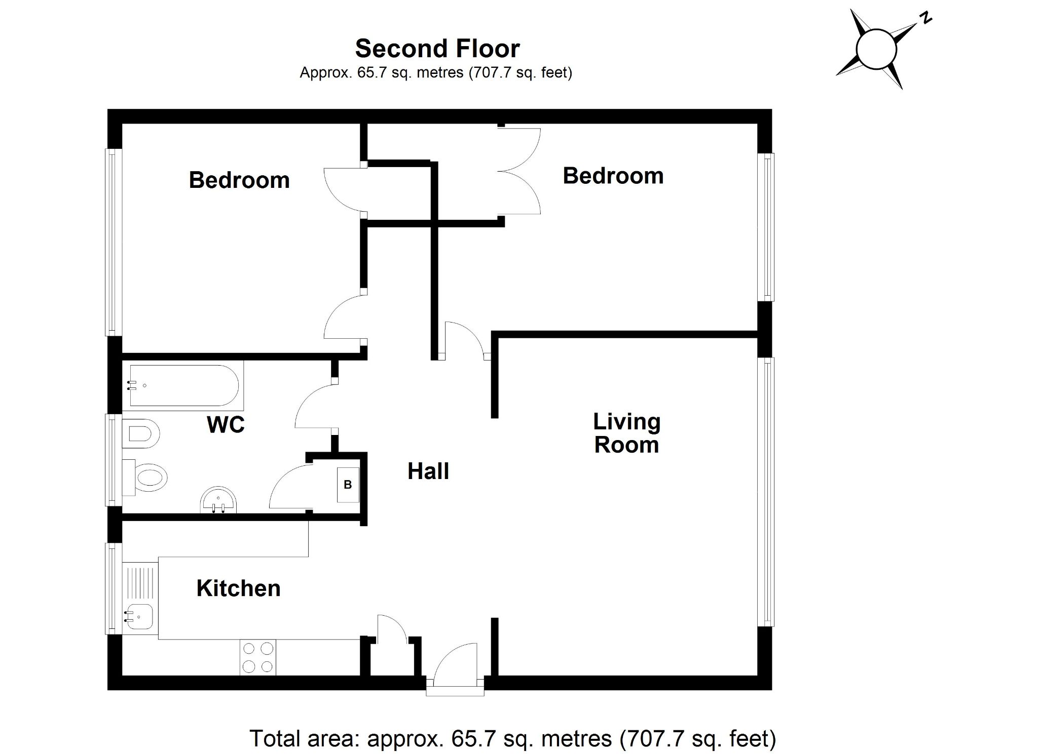2 bedroom apartment flat/apartment Sale Agreed in Potters Bar - Floorplan 1
