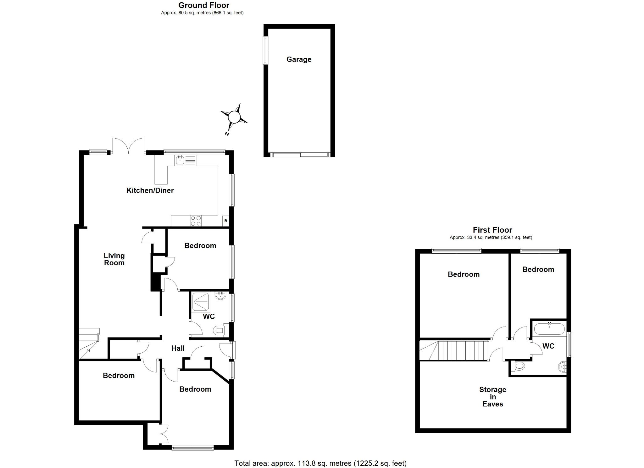 4 bedroom semi-detached bungalow SSTC in Welham Green - Floorplan 1